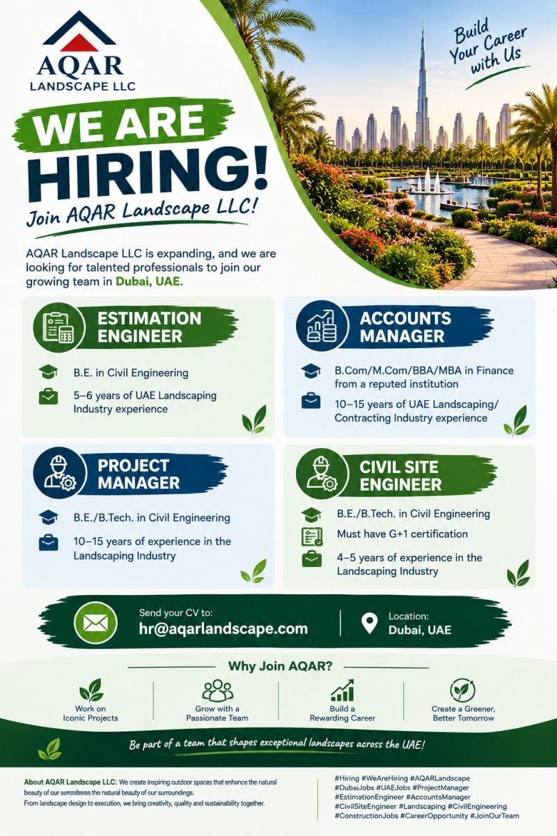 Estimation Engineer job at AQAR Landscape LLC in Dubai