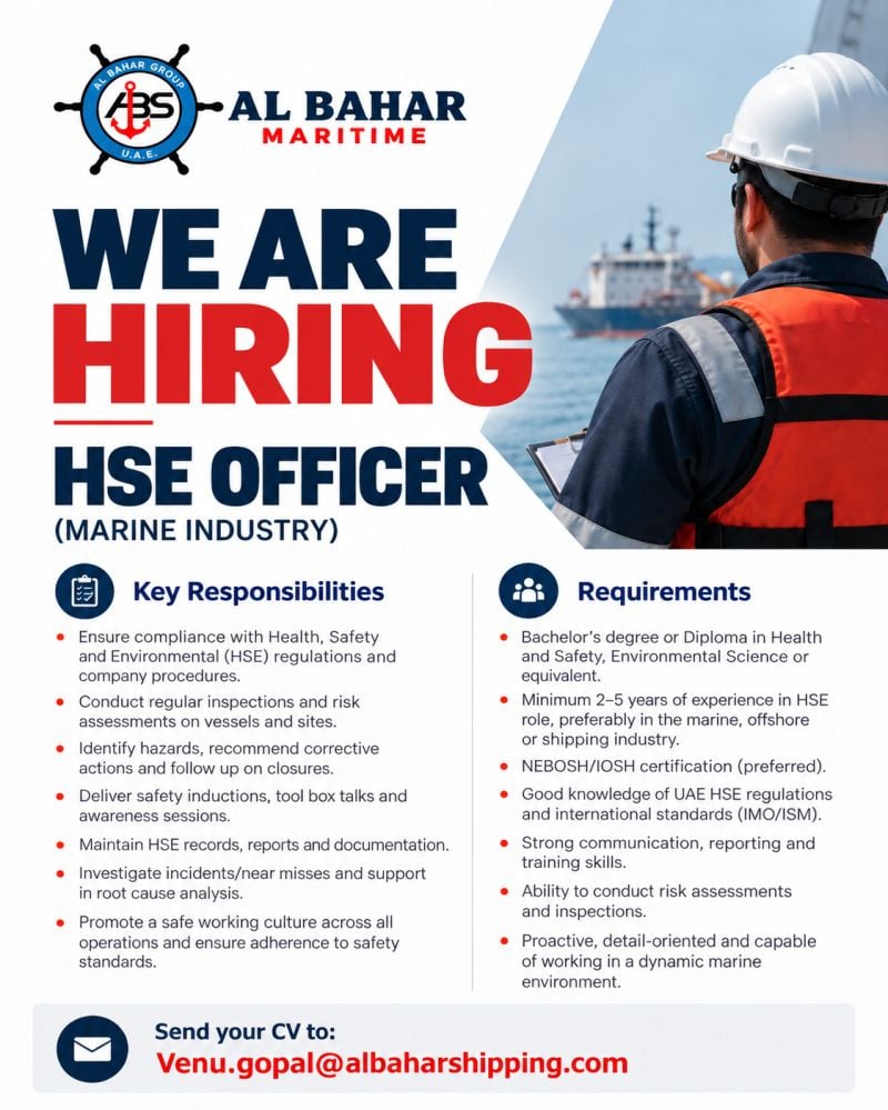 Al Bahar Maritime Hiring HSE Officer β UAE - Flyer