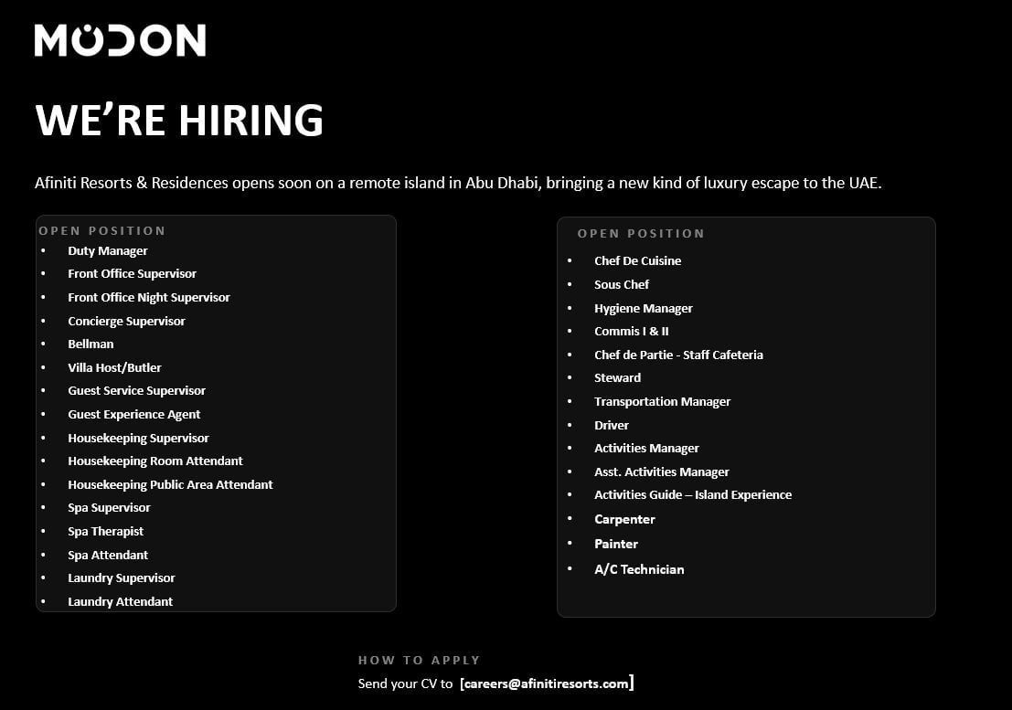 Duty Manager job at Modon in Abu Dhabi, UAE