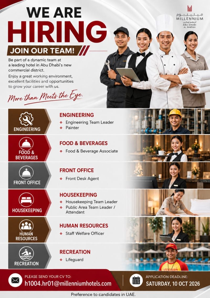 Engineering Team Leader job at Millennium Hotel in Abu Dhabi