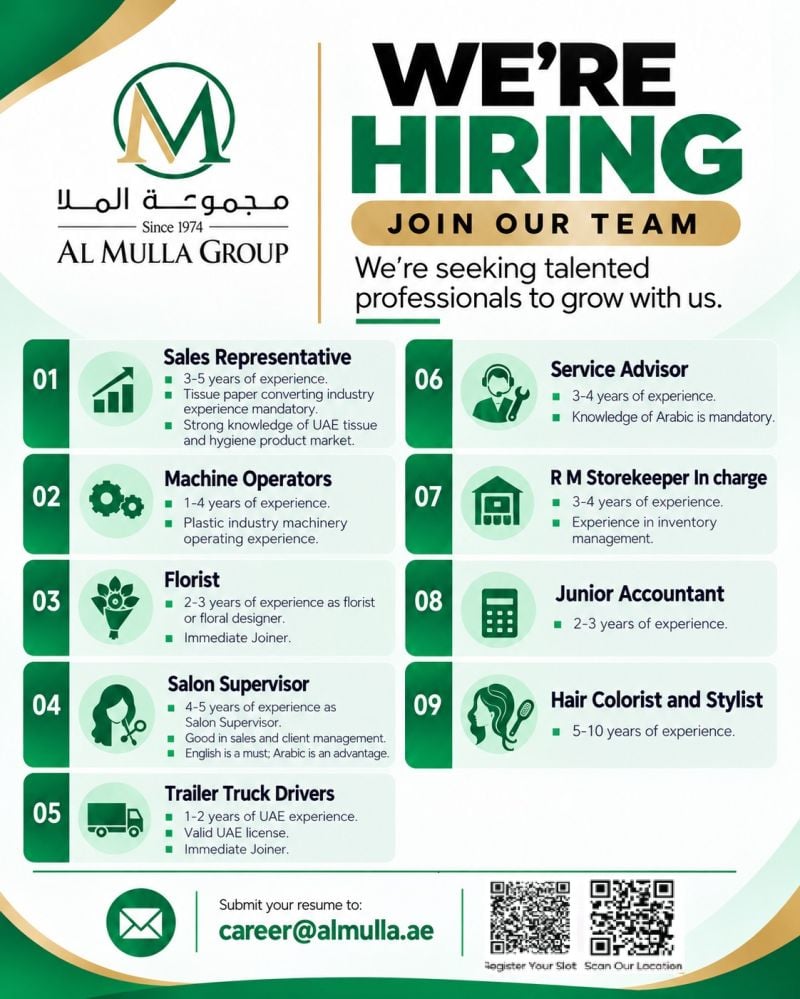 Sales Representative job at Al Mulla Group in Dubai