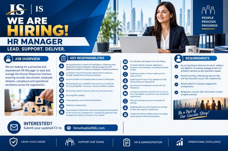HR Manager job at IS in UAE