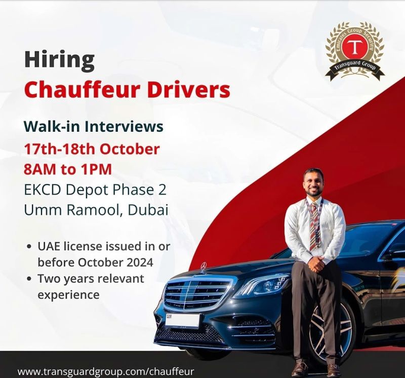 Chauffeur Driver walk-in interview at Transguard Group in Umm Ramool, Dubai